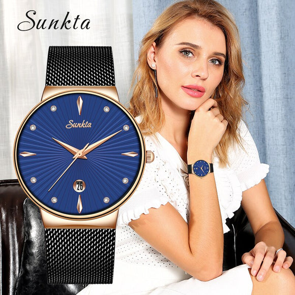 2019 SUNKTA Fashion Quartz Watch Women Watches